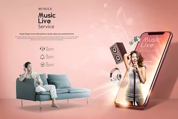 Live音乐主题手机服务海报韩国素材