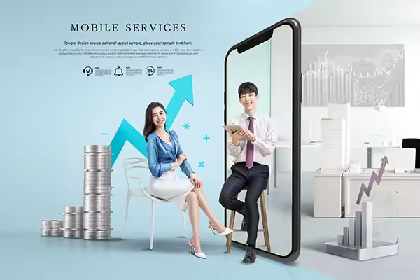 金融投资主题手机服务海报韩国素材