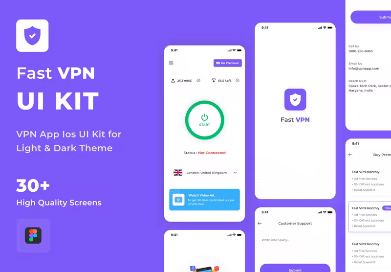 小咖下午茶：VPN代理网络App iOS UI套件