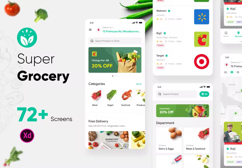 小咖下午茶： 杂货店食品配送应用iOS UI套件