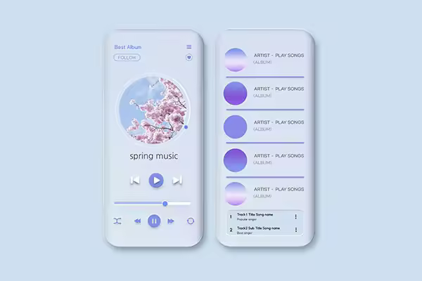 曲屏手机娱乐音乐App界面设计模板
