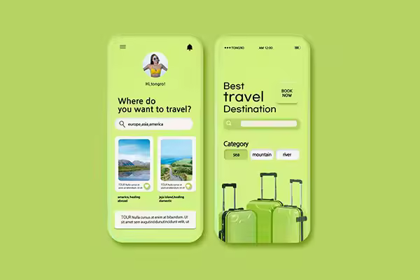 曲屏手机旅行App界面设计模板