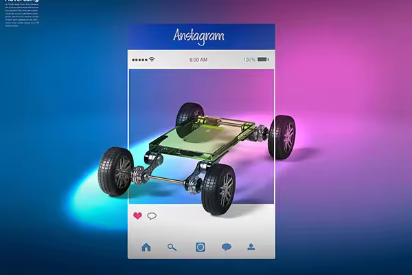 Instagram社交平台新能源汽车广告海报设计韩国素材