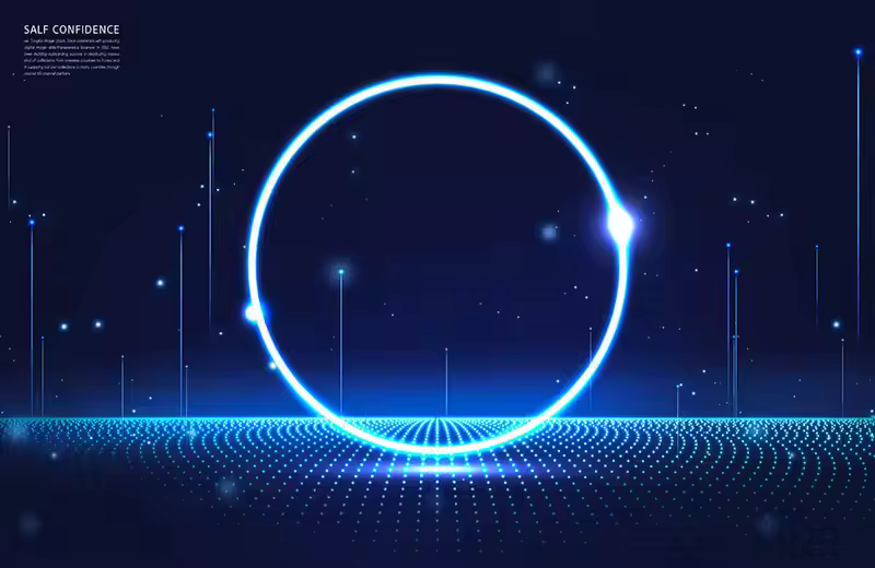 蓝色光圈立体科技感海报设计韩国素材
