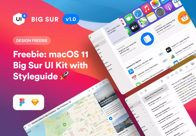 小咖下午茶：功能丰富的苹果电脑系统macOS Big Sur UI套件
