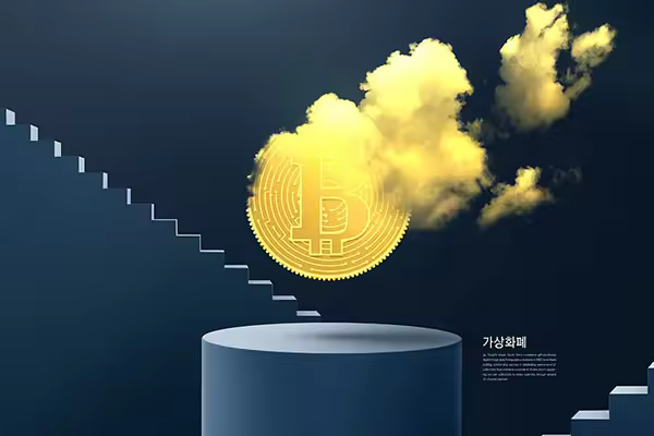 烟雾阶梯元素比特币海报设计韩国素材