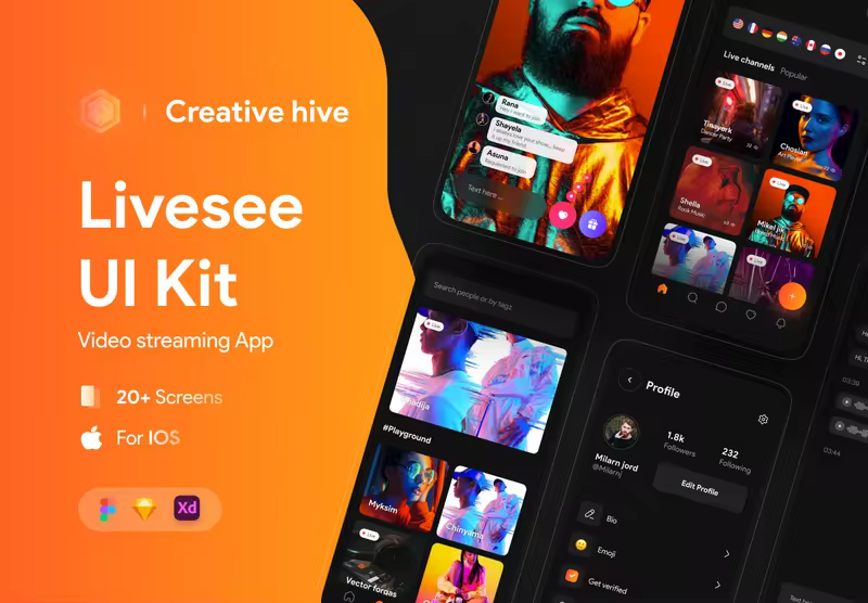 小咖下午茶：Live视频流直播App应用 UI 套件