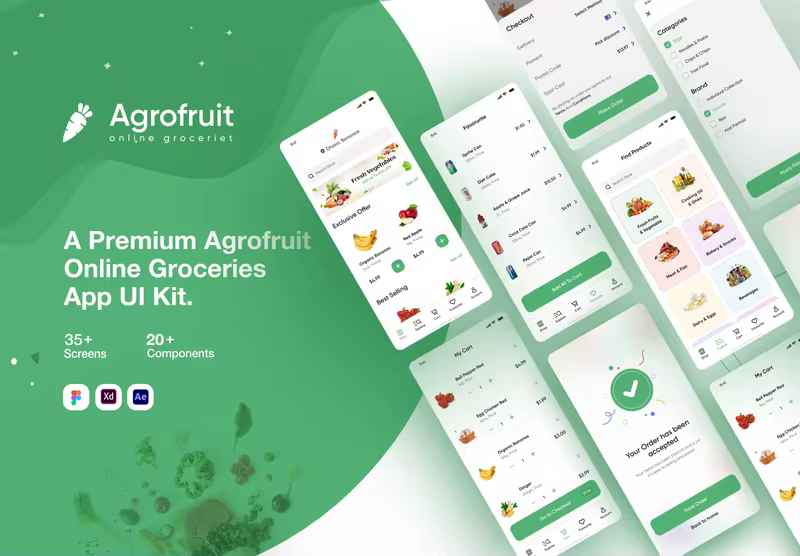 小咖下午茶：水果蔬菜杂货店应用iOS UI套件