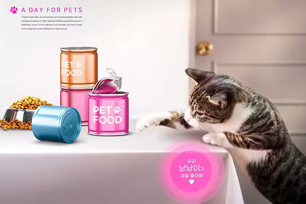 宠物猫粮罐头广告海报设计韩国素材