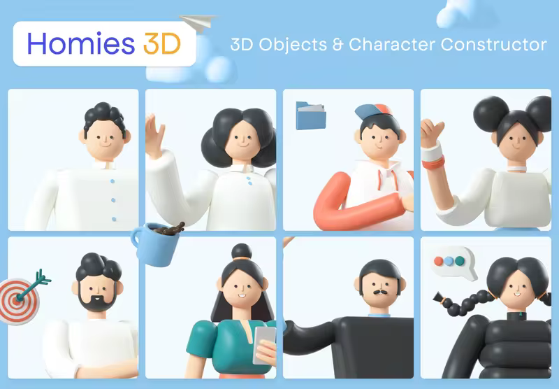 小咖下午茶：可爱时尚的3D角色制作人物插画