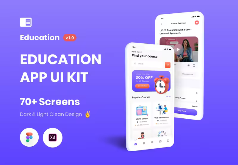 小咖下午茶：学习教育App应用UI套件