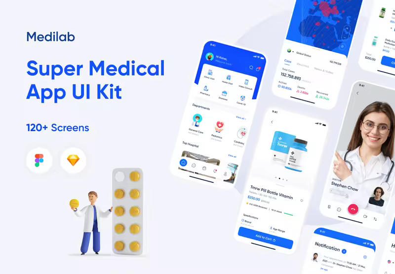 小咖下午茶：超级医疗&健康App应用 UI 套件