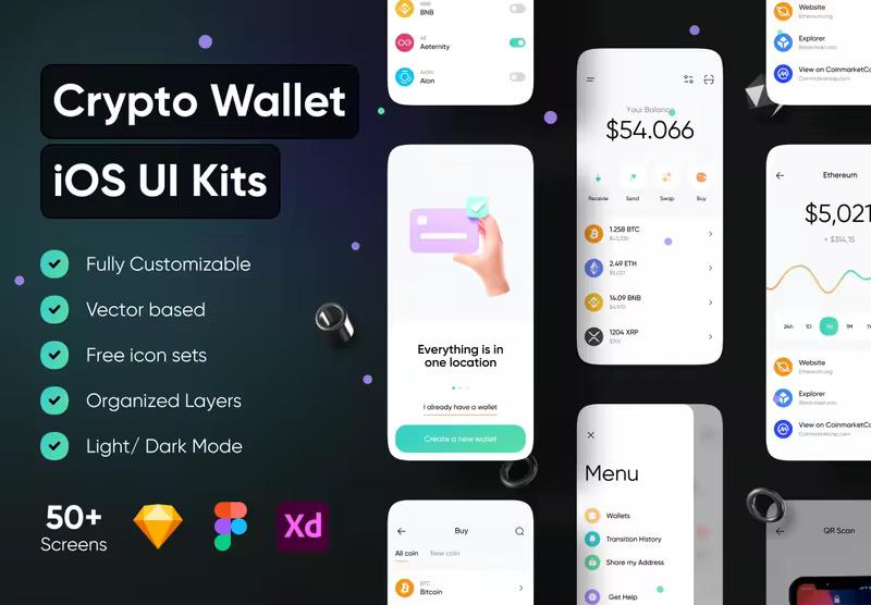 小咖下午茶：加密钱包App – iOS UI套件