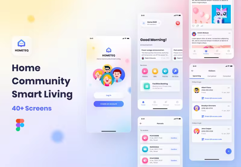 小咖下午茶：家庭/社区智慧生活App应用 UI 套件
