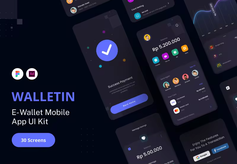 小咖下午茶： 电子钱包App应用程序UI套件