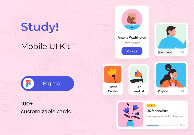 小咖下午茶：卡片式学习/音乐平台APP UI套件