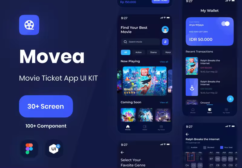小咖下午茶：电影票订购App应用 UI 套件