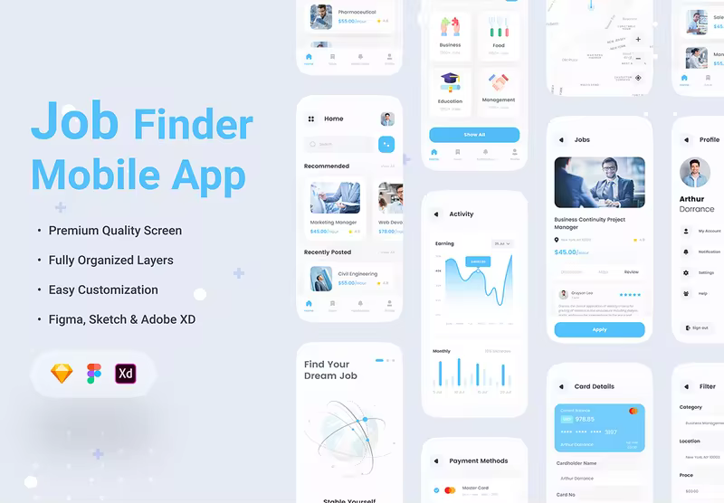 小咖下午茶：求职/找工作App应用UI套件