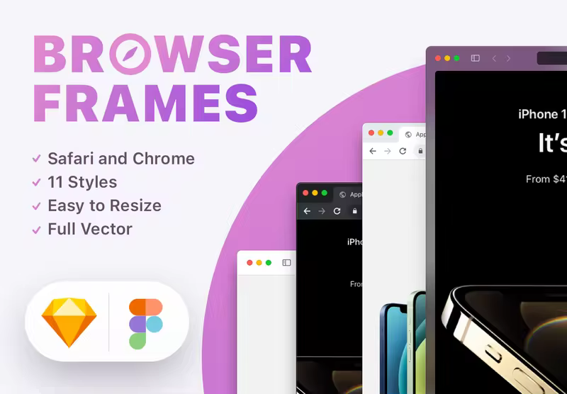 小咖下午茶：Safari 和 Chrome浏览器框架网页展示样机