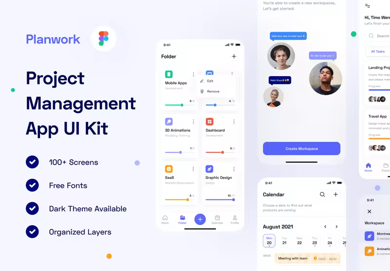 小咖下午茶：项目管理App应用程序 UI 套件