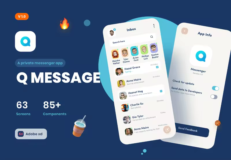 小咖下午茶：注重隐私的Messenger信息App应用程序UI套件