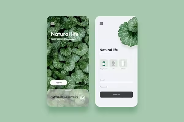 绿色健康APP注册登录页面设计韩国素材