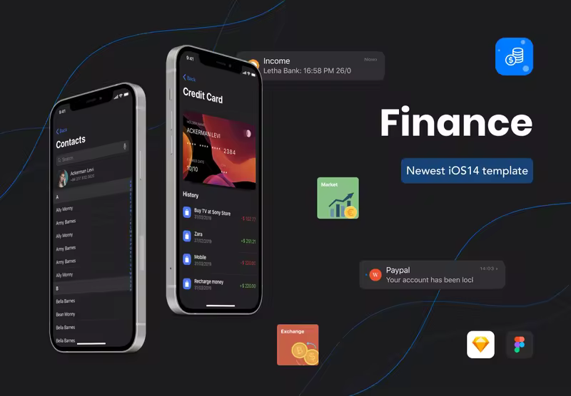 小咖下午茶：金融App应用iOS 14 UI设计模板
