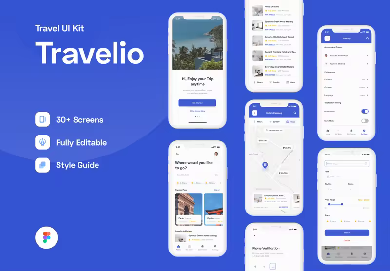 小咖下午茶：旅行&预订主题App iOS UI套件