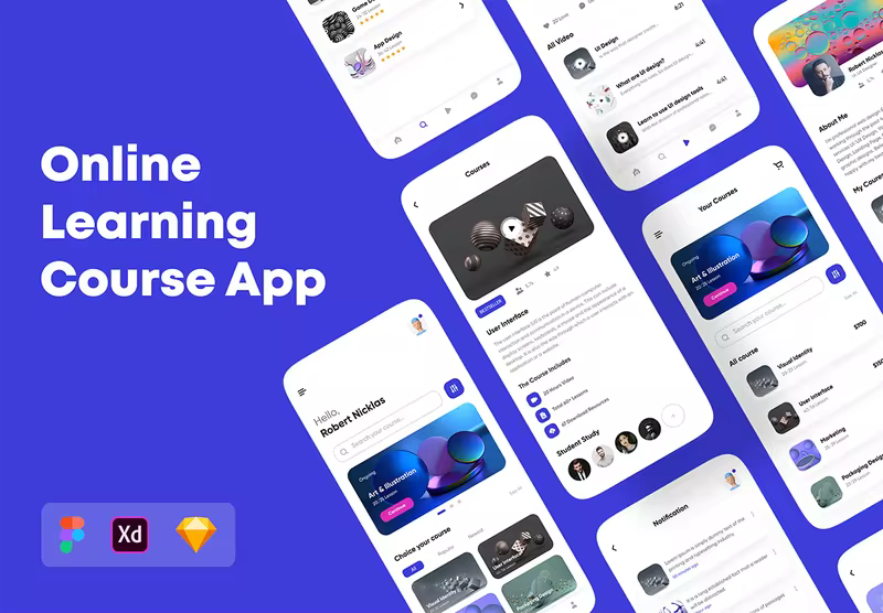 小咖下午茶：在线学习课程App应用UI套件