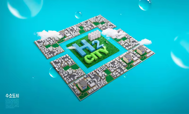 H2能源绿色城市海报设计韩国素材