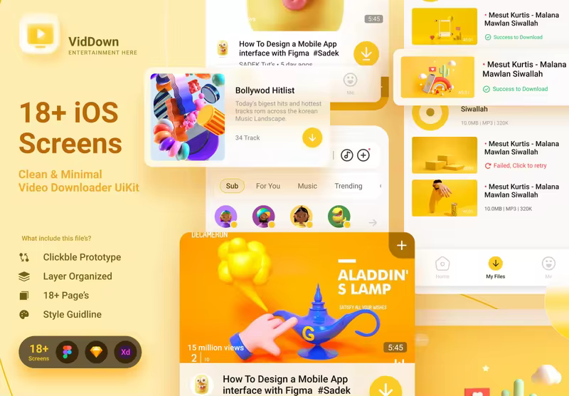 小咖下午茶：视频和音乐下载器应用程序UI KIT