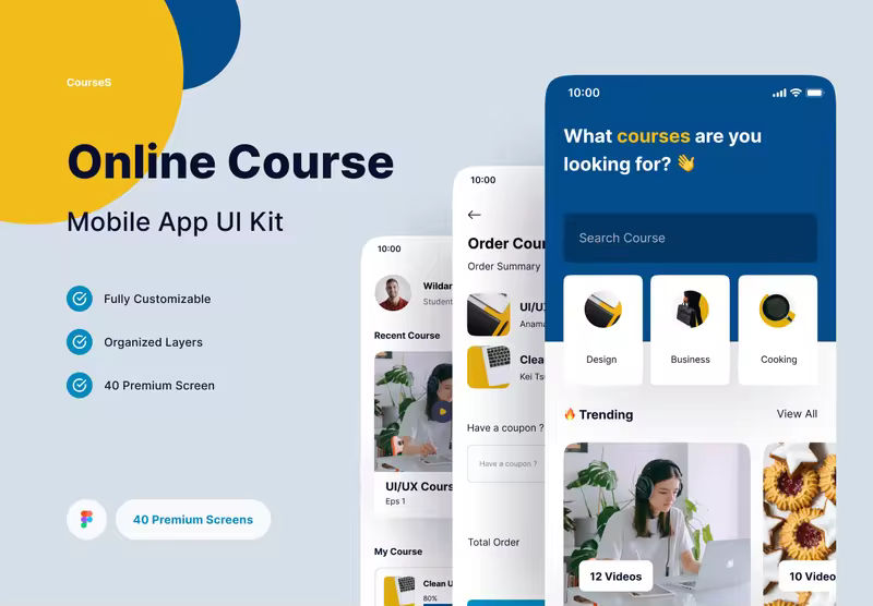 小咖下午茶：在线课程App iOS UI设计套件