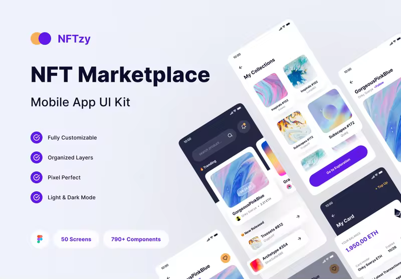 小咖下午茶： NFT市场应用iOS UI设计套件