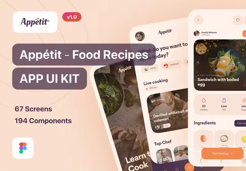 小咖下午茶：食物食谱App应用程序 UI 套件