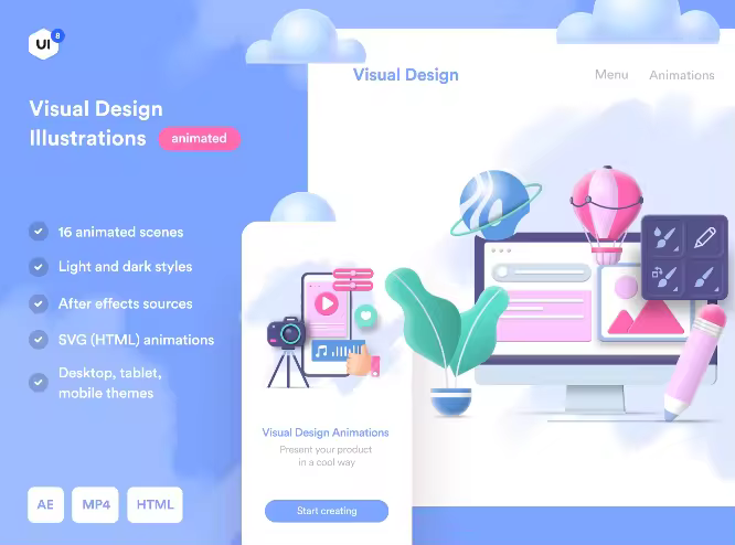 小咖下午茶：UI/UX视觉设计主题动画插画场景