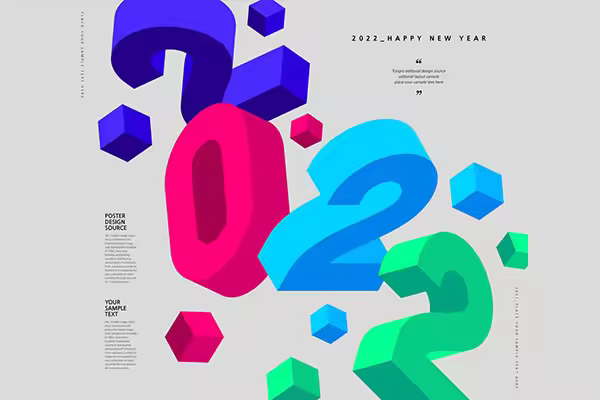 创意积木2022年新年海报设计韩国素材[PSD]