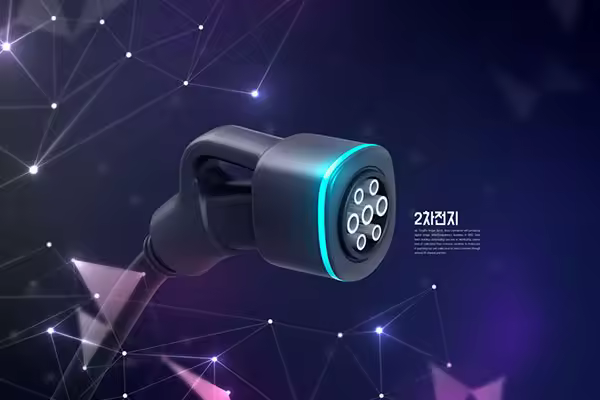 线点三角形汽车充电插头海报设计韩国素材[PSD]