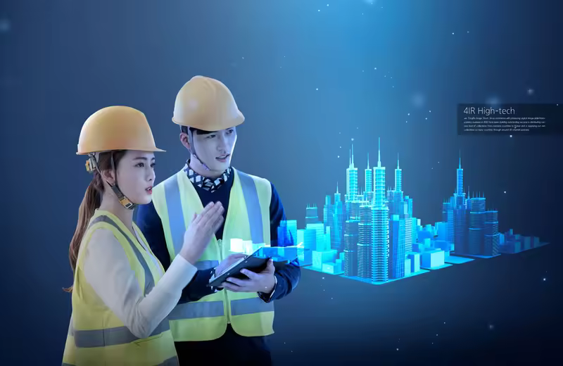 4IR建筑蓝图投影科技海报设计韩国素材[PSD]