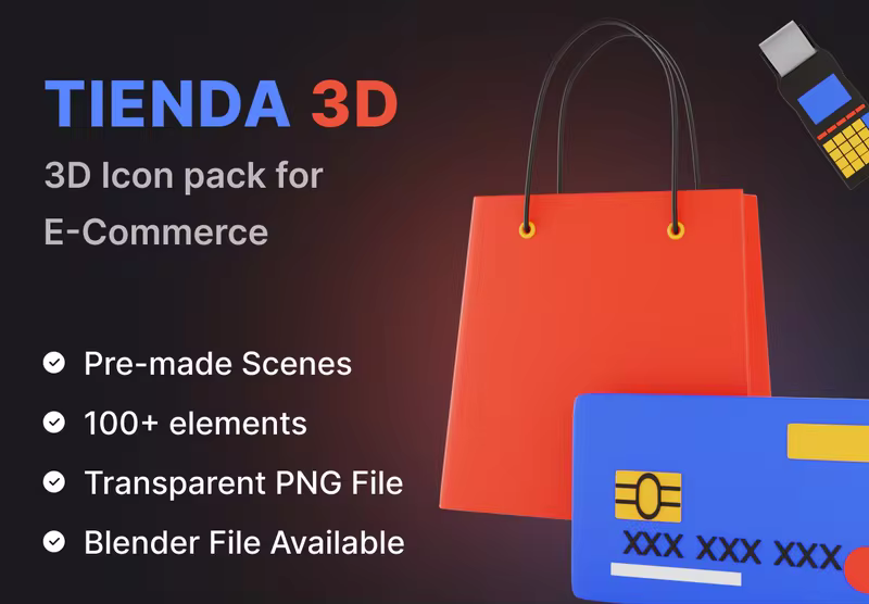 小咖下午茶：电子商务商店3D图标包