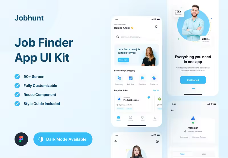 小咖下午茶：求职/找工作App应用程序UI套件