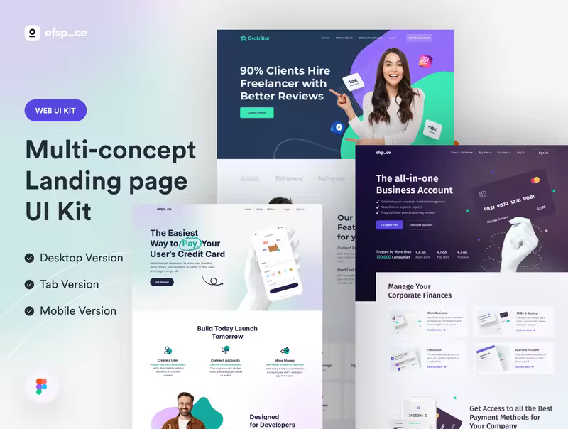 小咖下午茶：多概念网站着陆页设计UI Kit