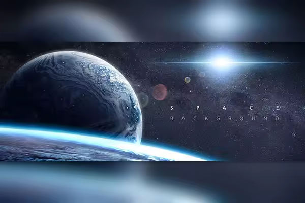 蓝色科幻太空星球背景韩国素材[psd]