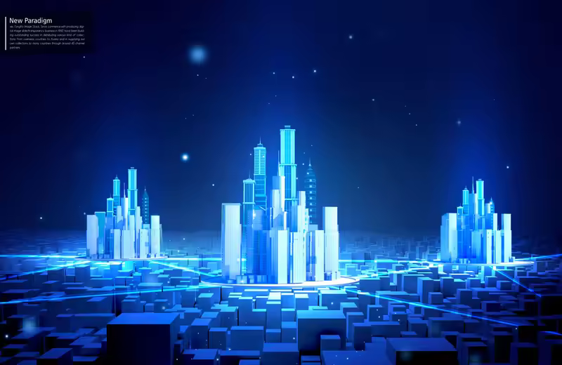 蓝色科技新城市概念海报设计韩国素材[psd]