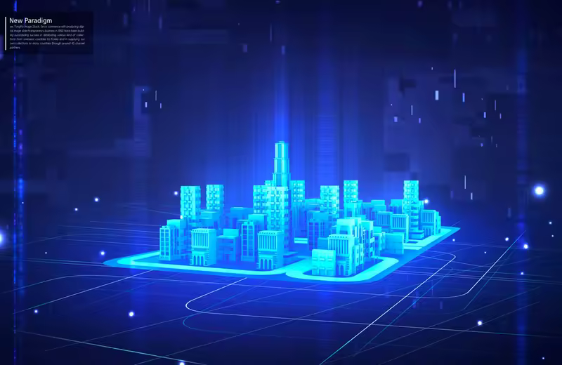 蓝色科技未来城市海报设计韩国素材[psd]