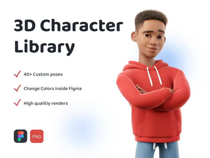 小咖下午茶：3D学生人物角色Figma UI套件