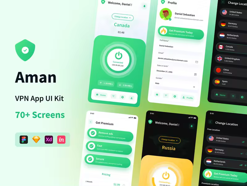 小咖下午茶：VPN App应用程序 UI 套件