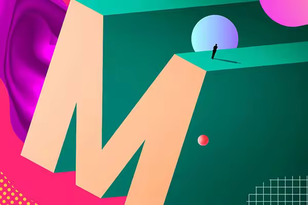 M字母长阴影海报设计韩国素材[psd]