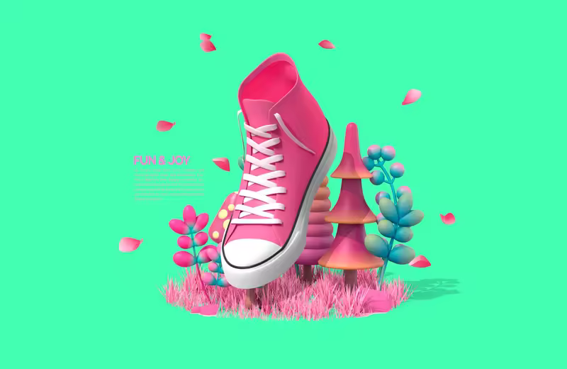 3D元素布鞋品牌创意海报设计韩国素材[psd]