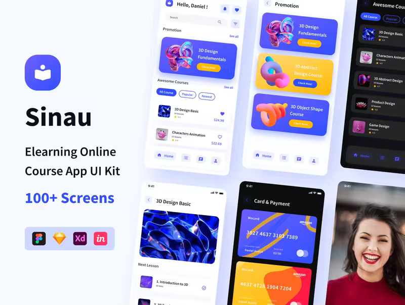 小咖下午茶：电子学习在线课程App应用程序 UI 套件