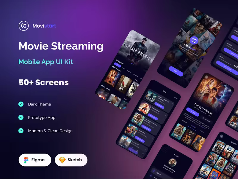小咖下午茶：电影流媒体App应用程序iOS UI套件
